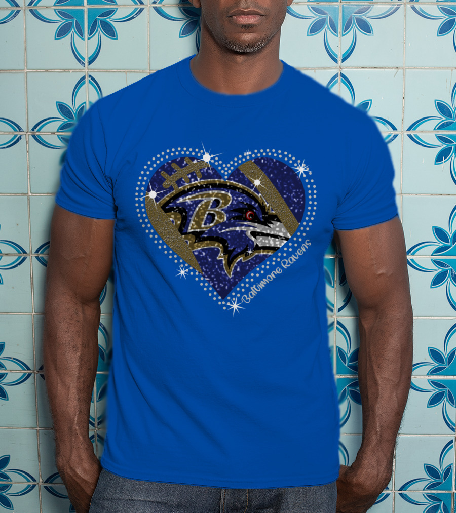 Baltimore Ravens Heart Football T-Shirt