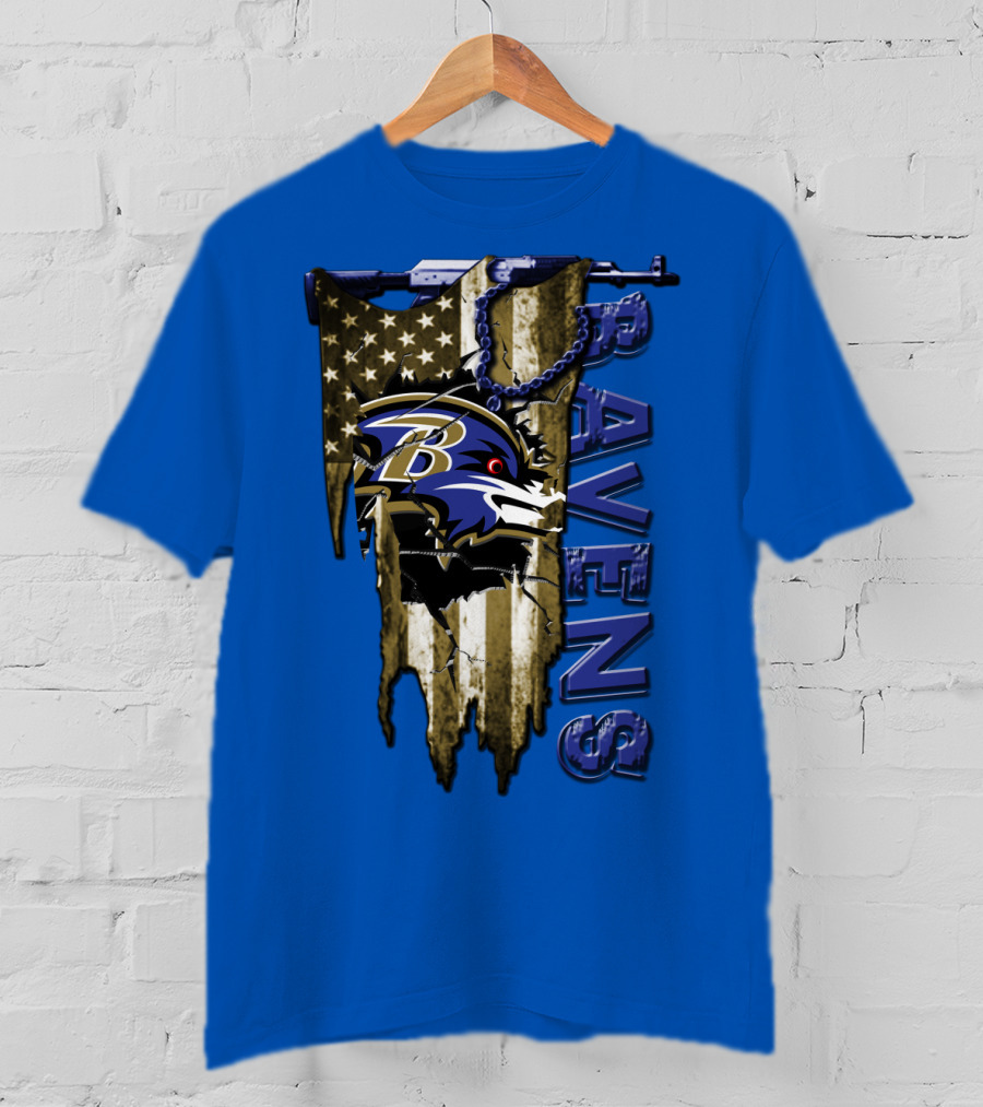 Baltimore Ravens American Flag Chain T-Shirt