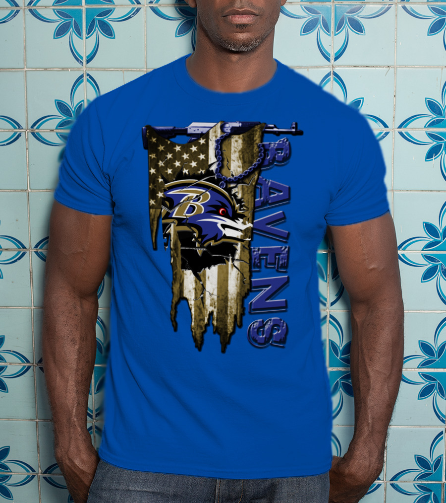 Baltimore Ravens American Flag Chain T-Shirt