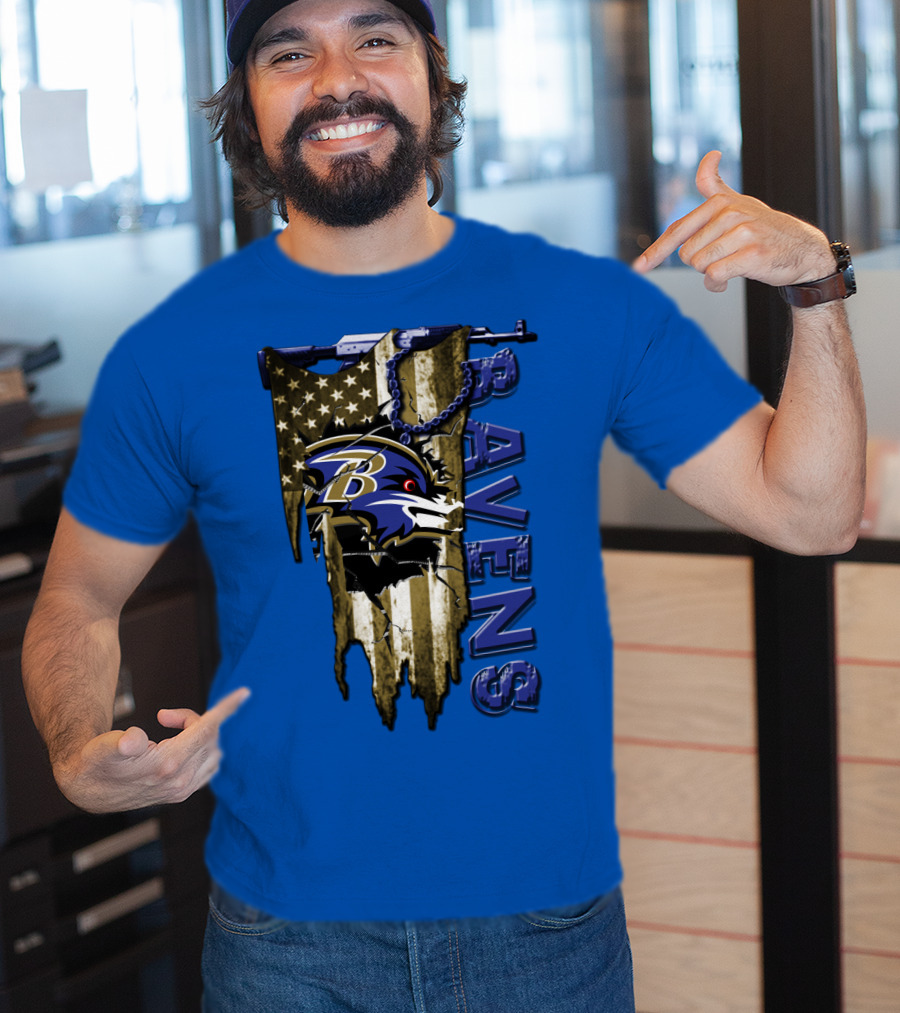 Baltimore Ravens American Flag Chain T-Shirt