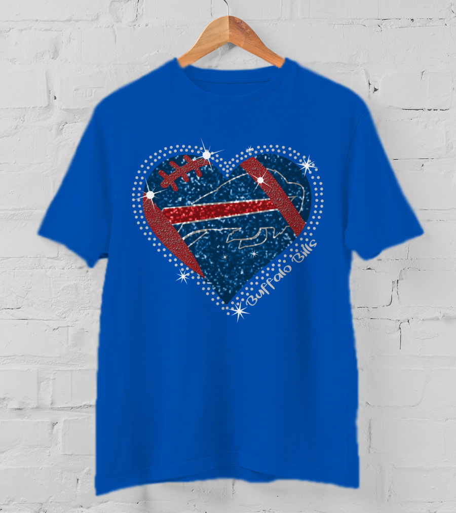 Buffalo Bills Heart Football Sparkle T-Shirt