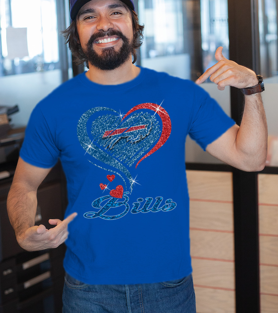 Buffalo Bills Heart Logo And Script T-Shirt