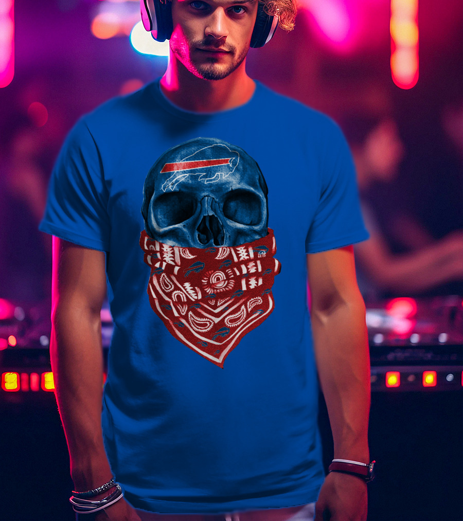 Buffalo Bills Skull With Bandana T-Shirt