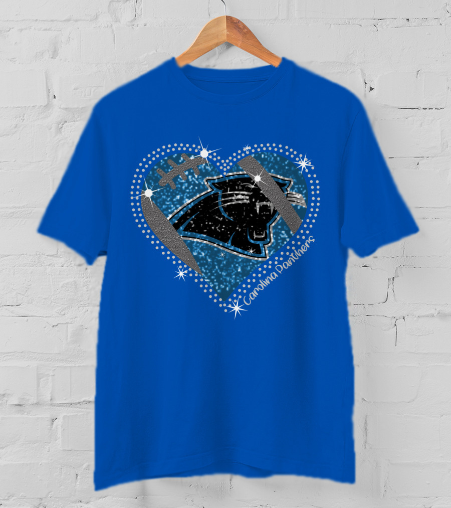 Carolina Panthers Heart Football T-Shirt