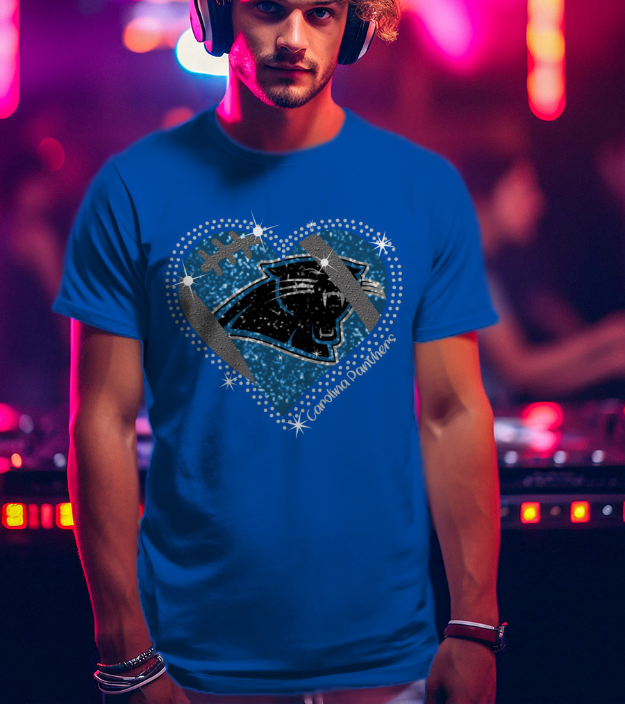 Carolina Panthers Heart Football T-Shirt