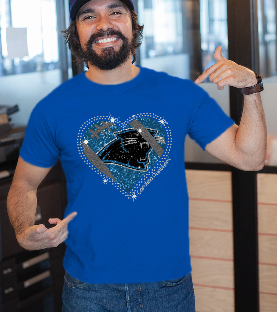 Carolina Panthers Heart Football T-Shirt