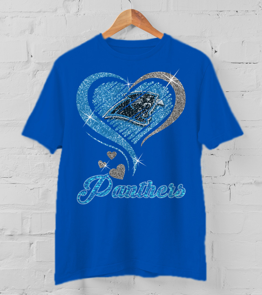 Panthers Heart Silver Blue T-Shirt