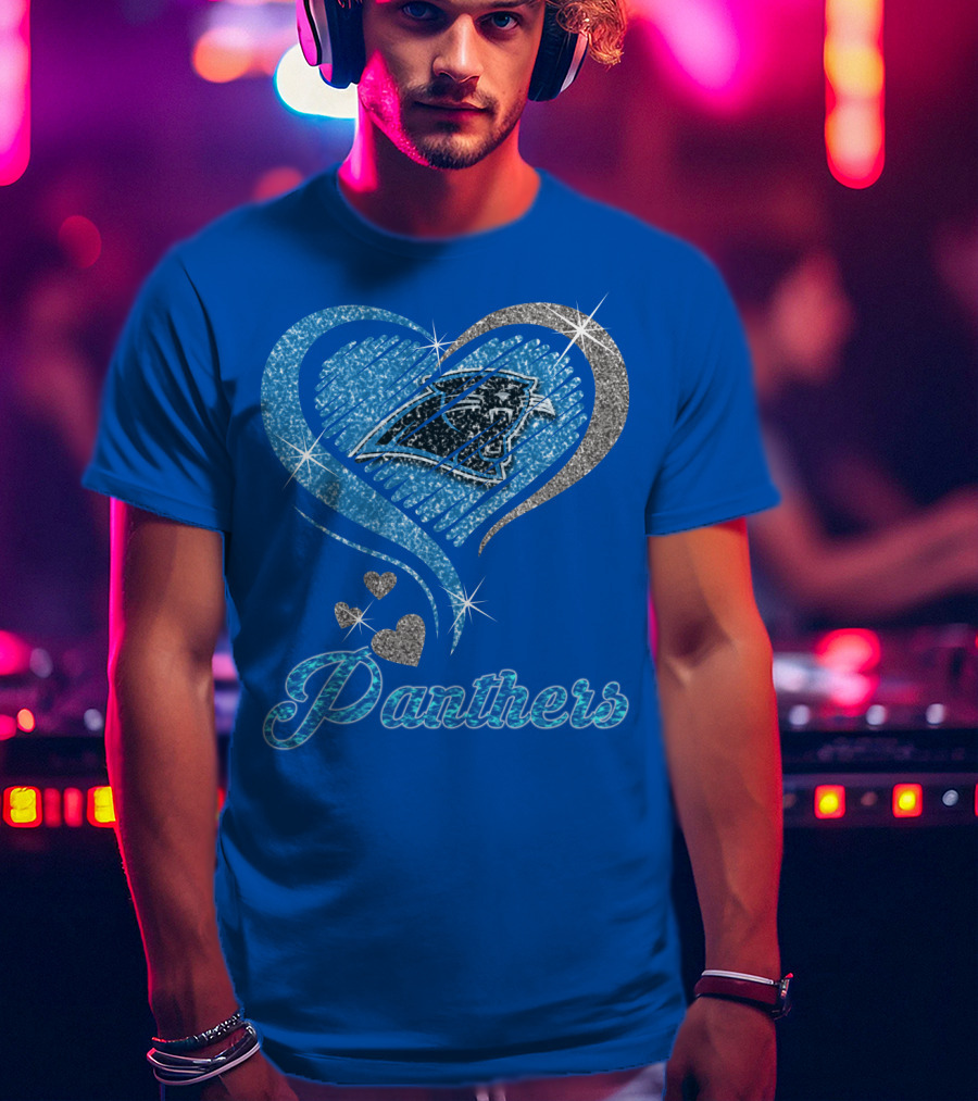 Panthers Heart Silver Blue T-Shirt