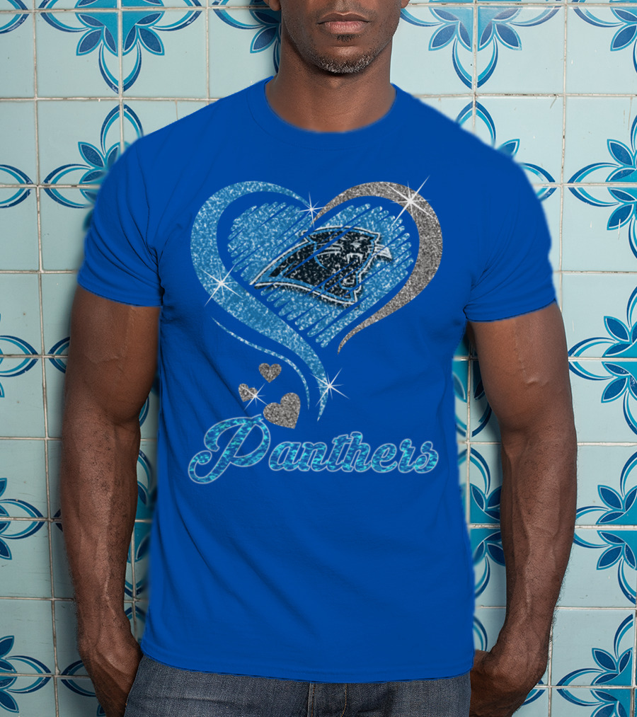 Panthers Heart Silver Blue T-Shirt