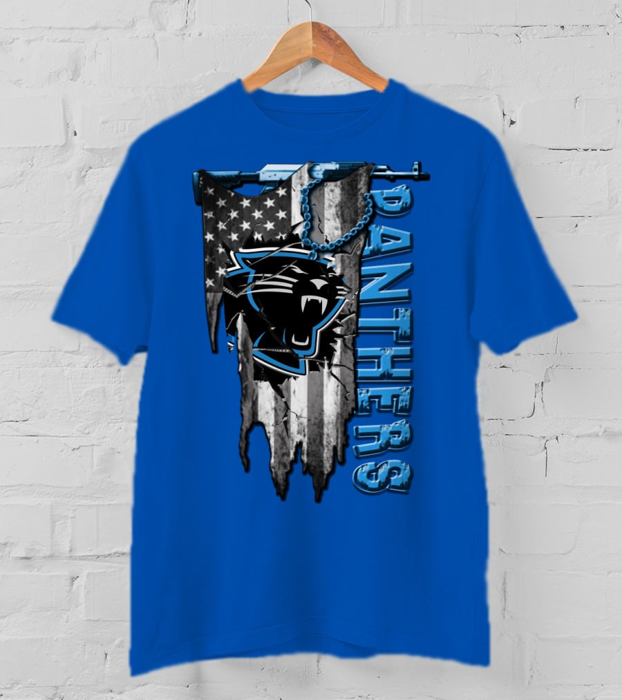 American Flag Carolina Panthers Logo Panthers T-Shirt