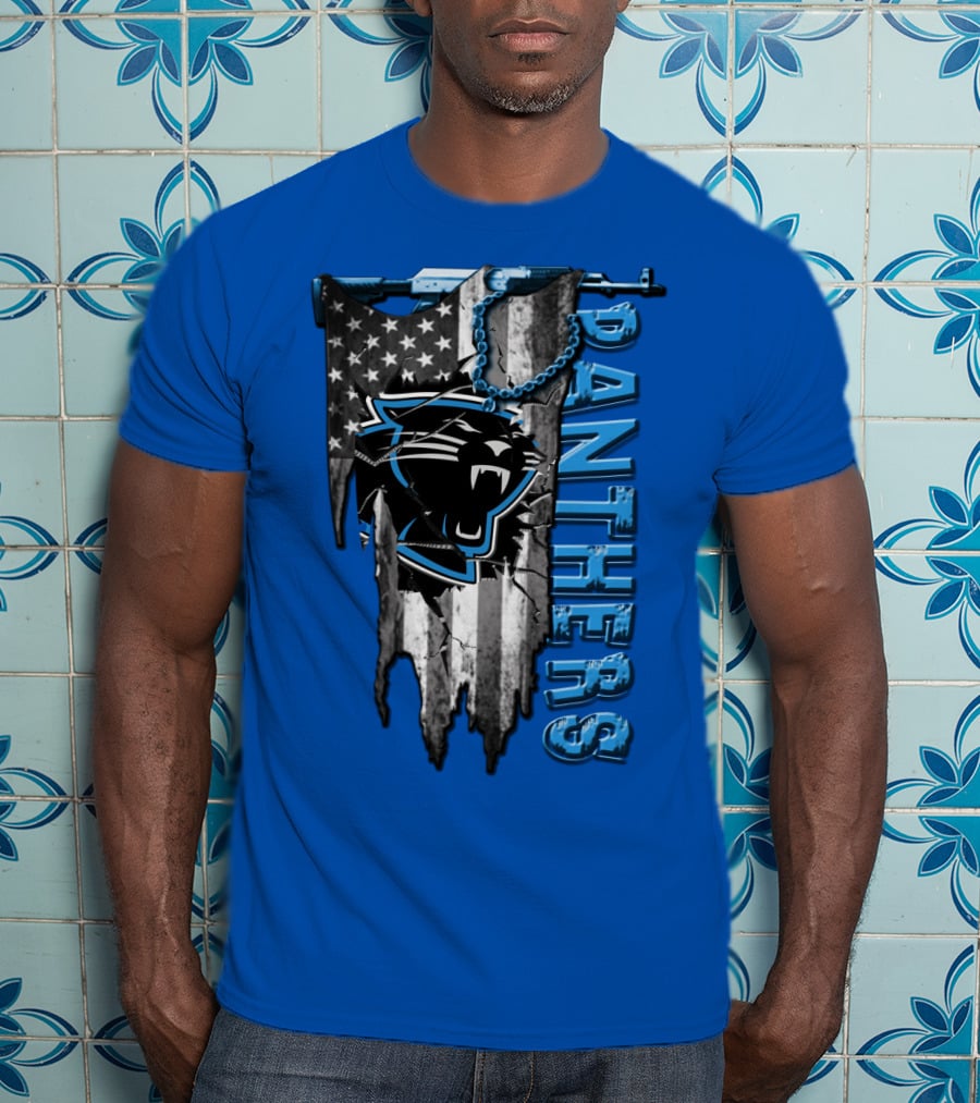 American Flag Carolina Panthers Logo Panthers T-Shirt