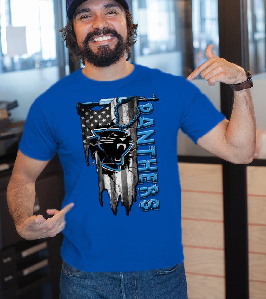 American Flag Carolina Panthers Logo Panthers T-Shirt