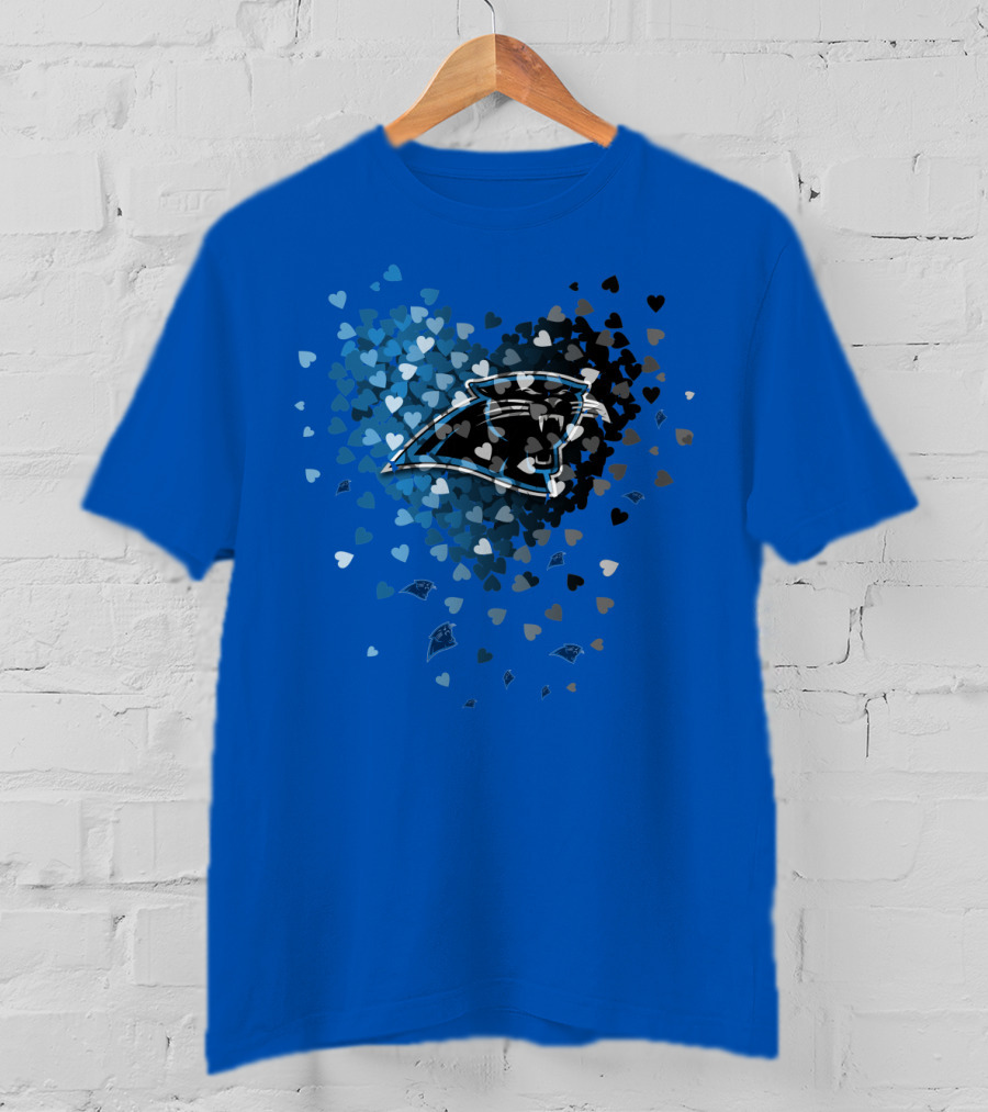 Carolina Panthers Heart-Shaped Blue And Black Logo T-Shirt