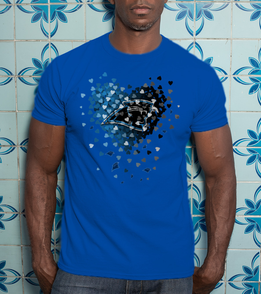 Carolina Panthers Heart-Shaped Blue And Black Logo T-Shirt