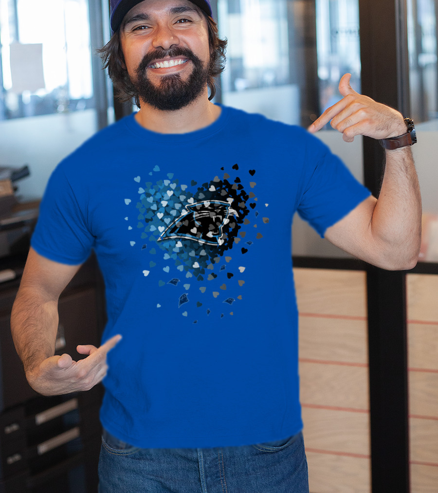 Carolina Panthers Heart-Shaped Blue And Black Logo T-Shirt