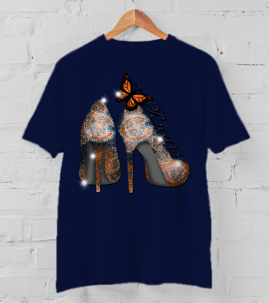 Chicago Bears High Heels Butterfly Sparkle Fashion T-Shirt
