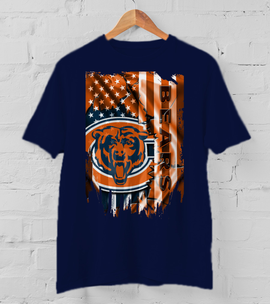 Chicago Bears American Flag Stars And Stripes T-Shirt