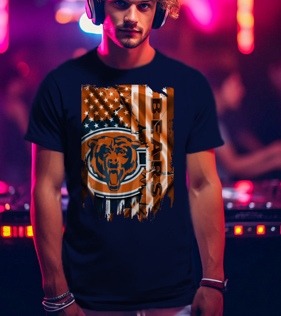 Chicago Bears American Flag Stars And Stripes T-Shirt
