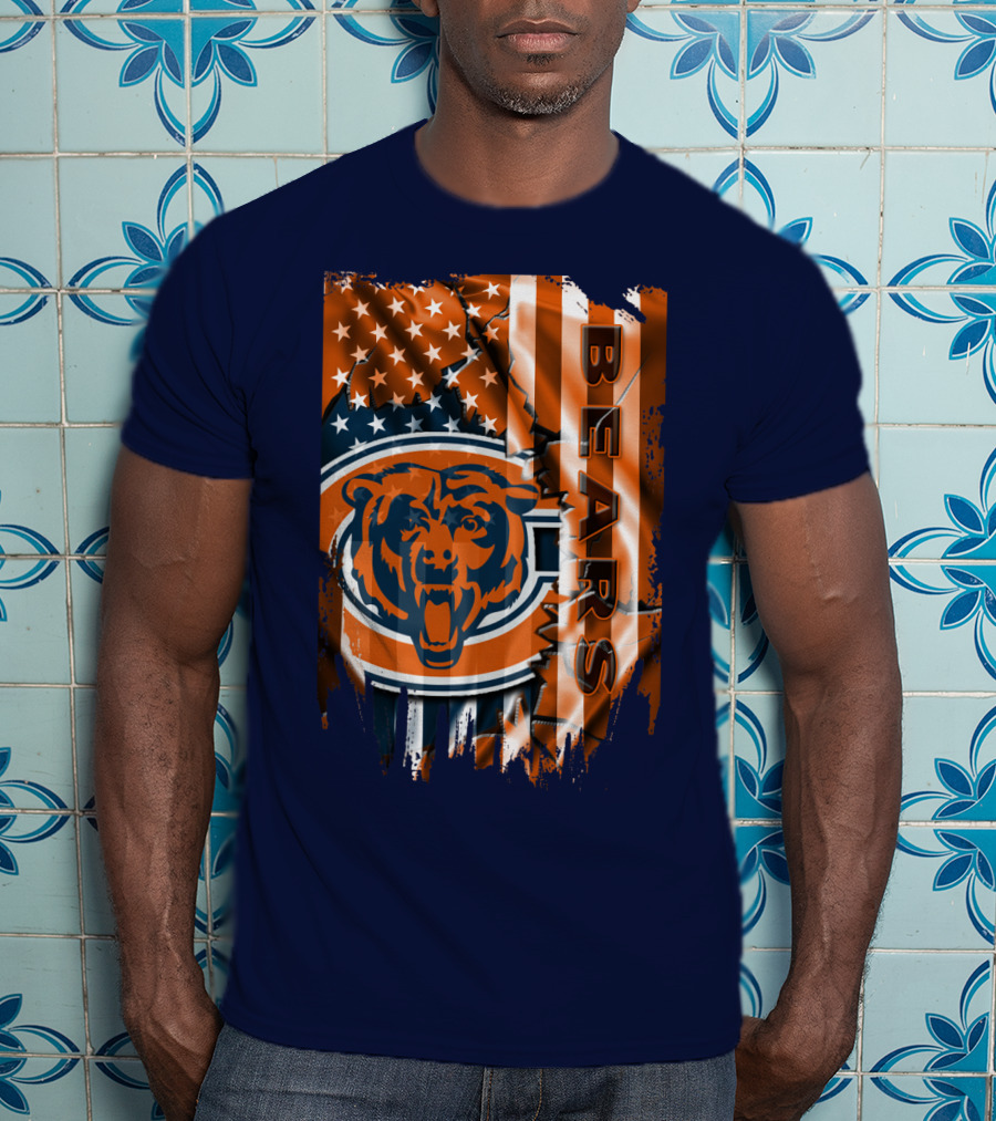 Chicago Bears American Flag Stars And Stripes T-Shirt