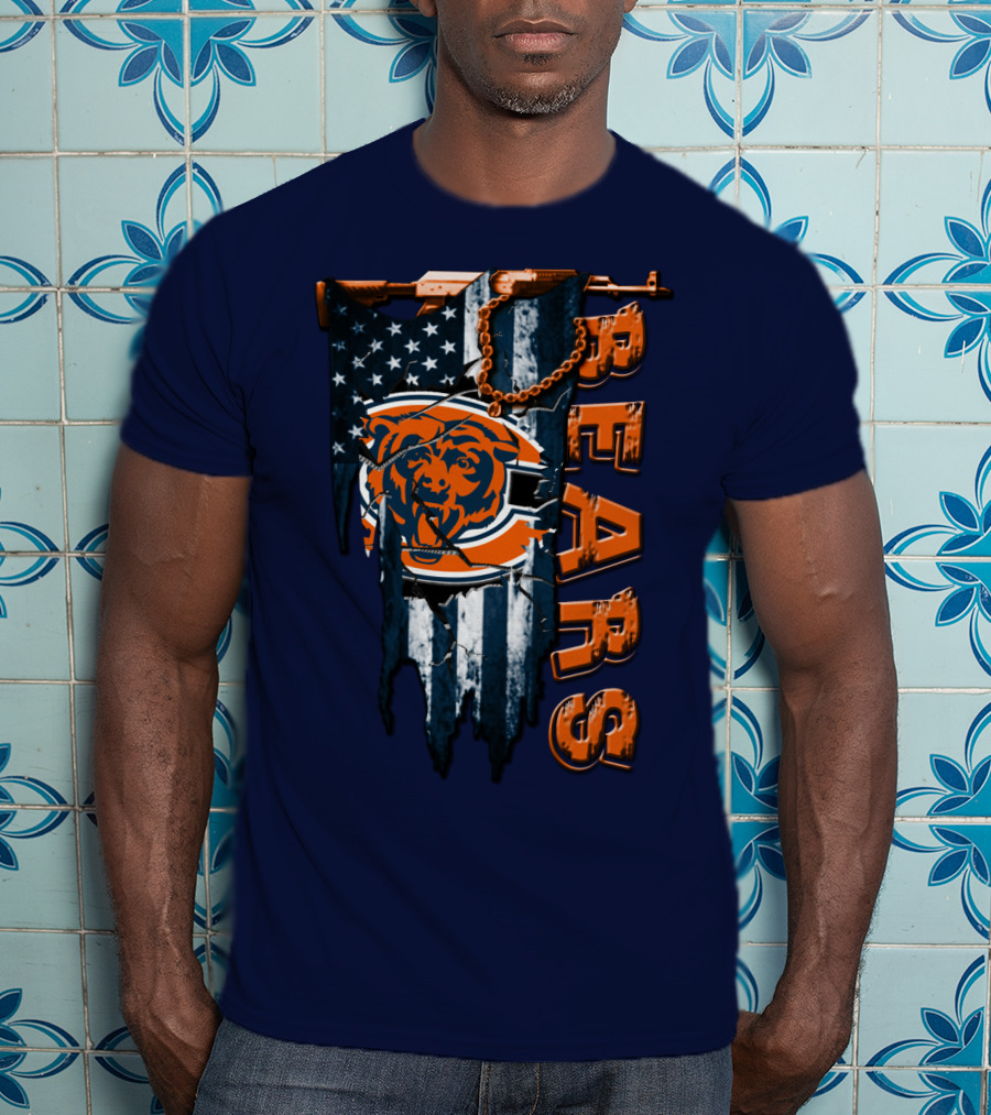 Chicago Bears American Flag Bear T-Shirt
