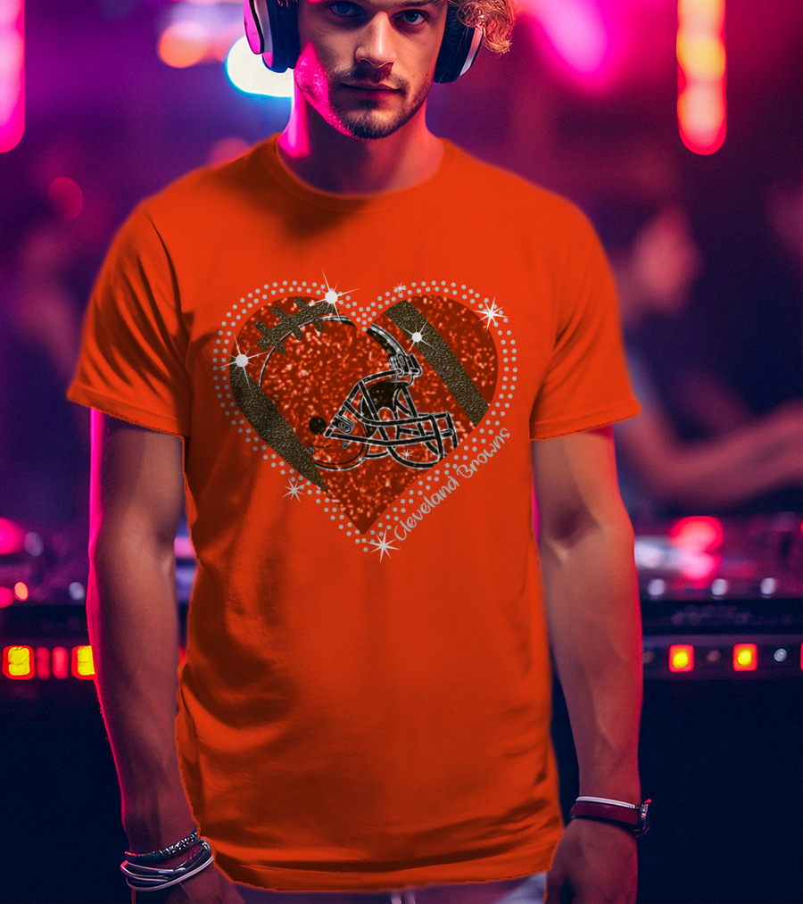 Cleveland Browns Heart Helmet Football Stars T-Shirt