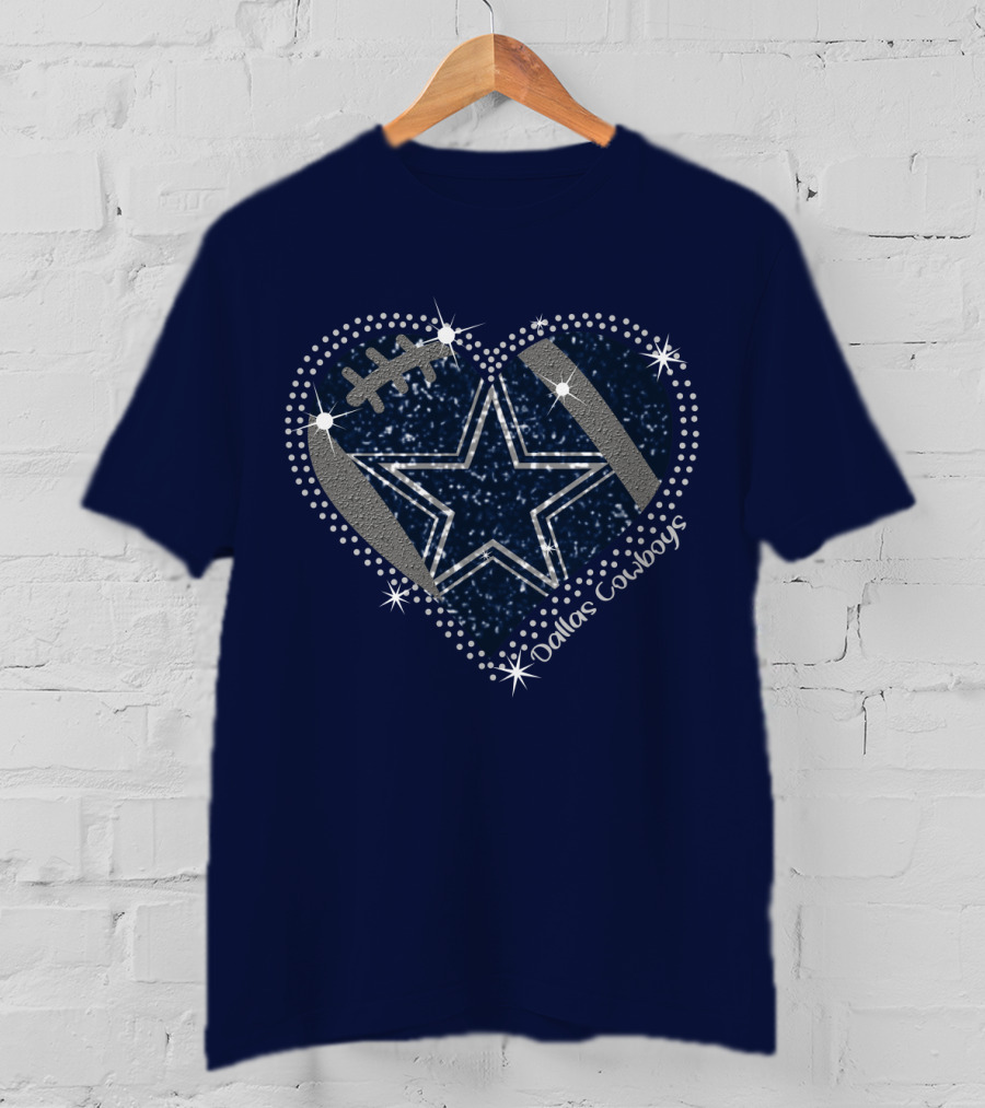Dallas Cowboys Star Heart Football T-Shirt