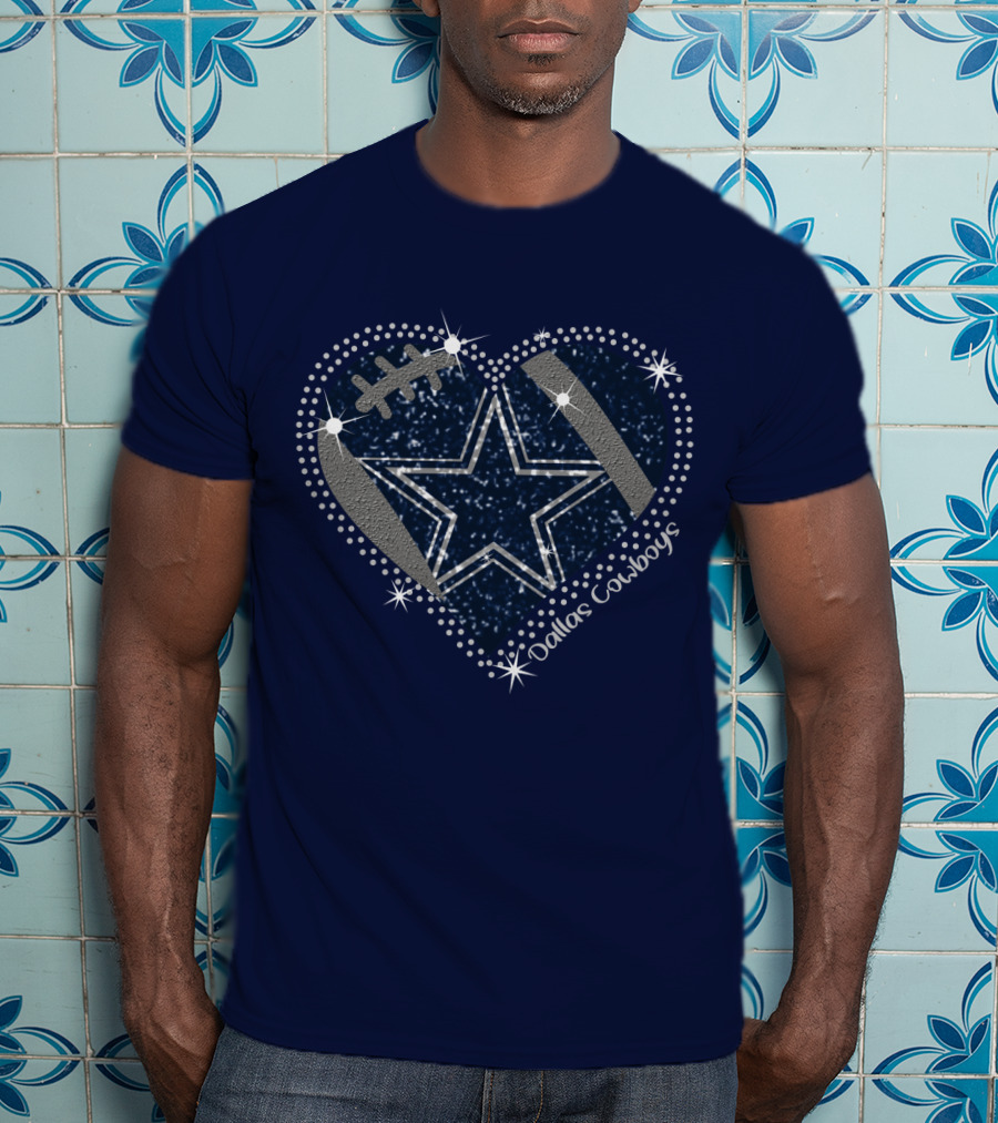 Dallas Cowboys Star Heart Football T-Shirt