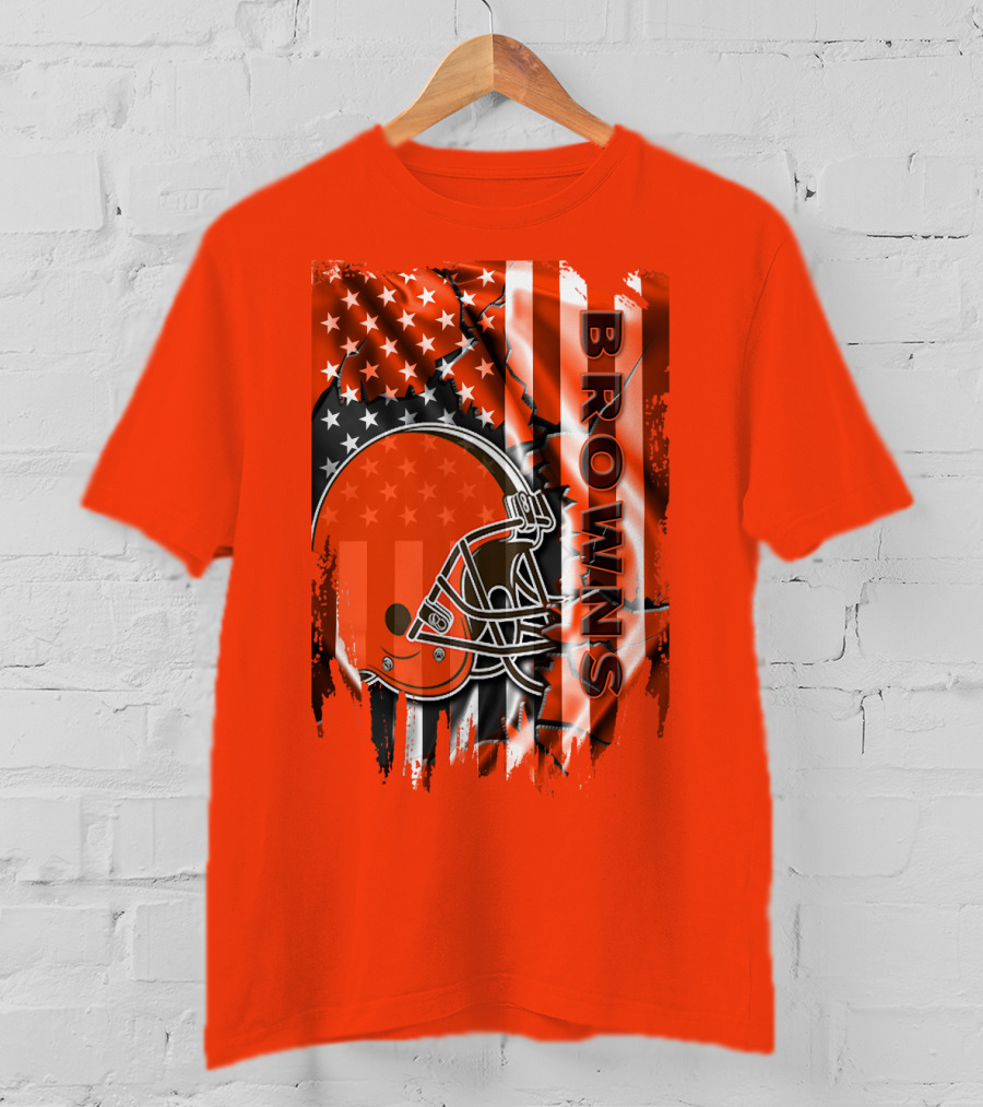 Browns American Flag Helmet T-Shirt