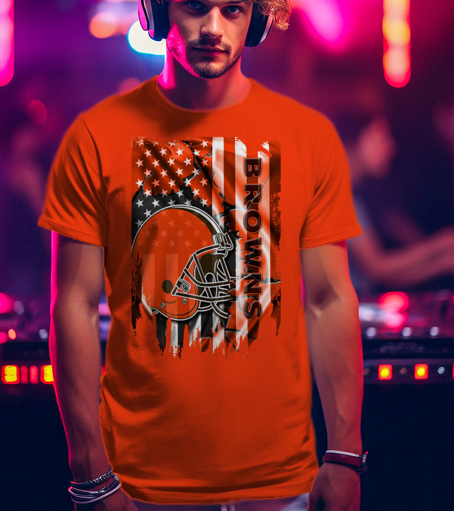 Browns American Flag Helmet T-Shirt