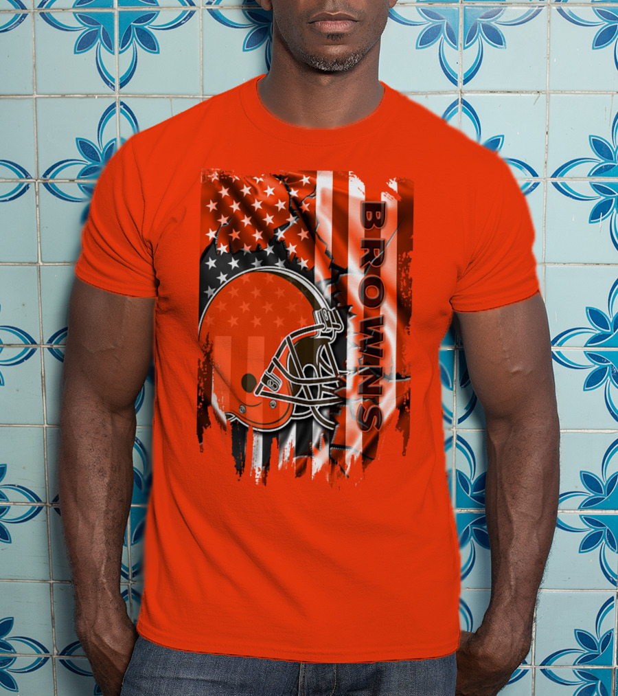 Browns American Flag Helmet T-Shirt