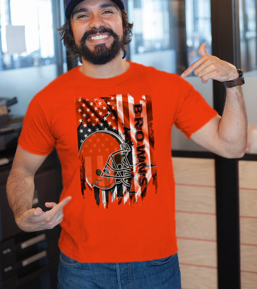 Browns American Flag Helmet T-Shirt