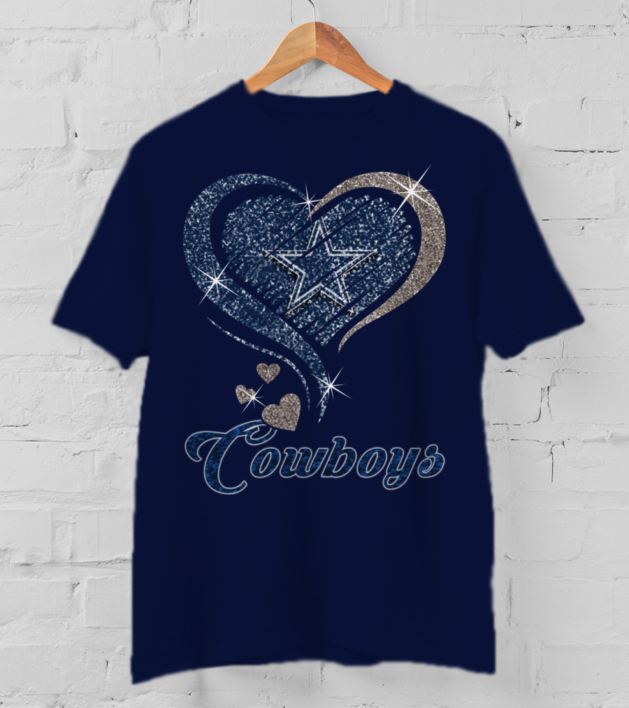Cowboys Heart Star Glitter T-Shirt