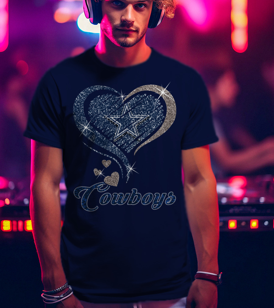 Cowboys Heart Star Glitter T-Shirt