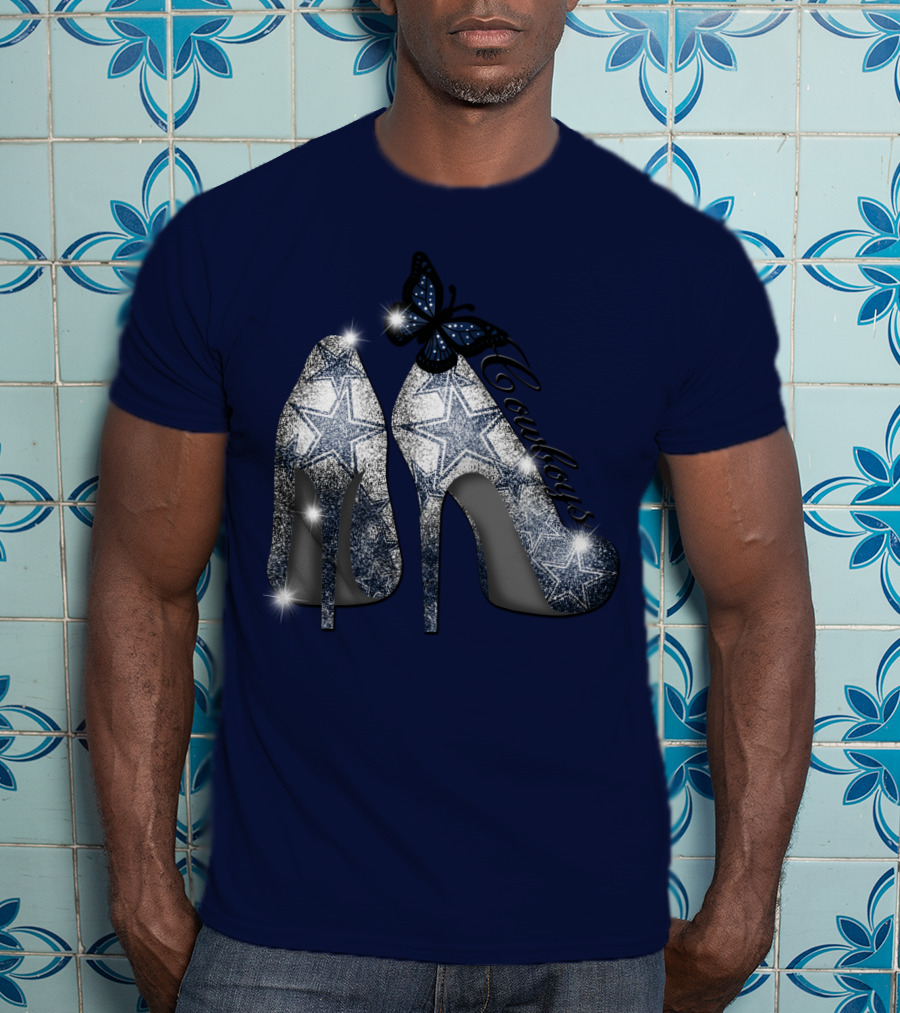 Dallas Cowboys Heels And Butterfly Sparkle Stars T-Shirt