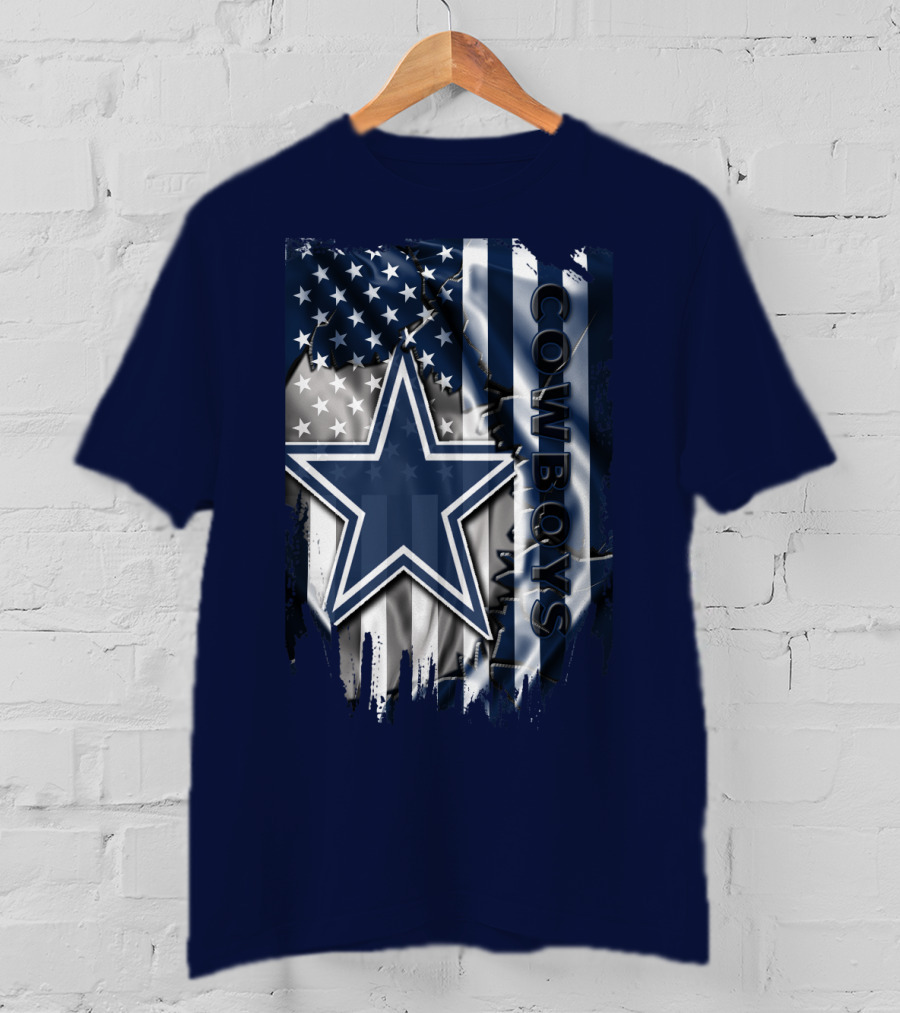 Cowboys American Flag Star Logo Navy Blue T-Shirt