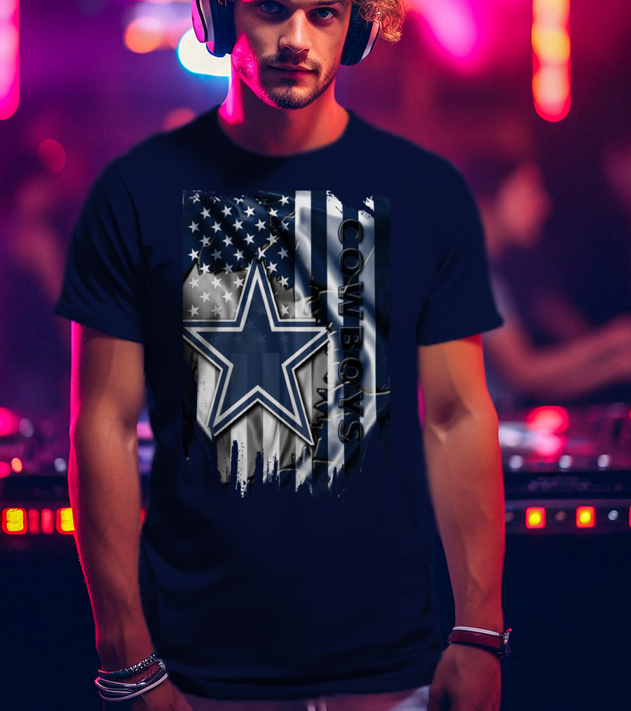 Cowboys American Flag Star Logo Navy Blue T-Shirt
