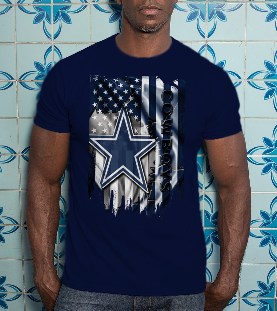 Cowboys American Flag Star Logo Navy Blue T-Shirt