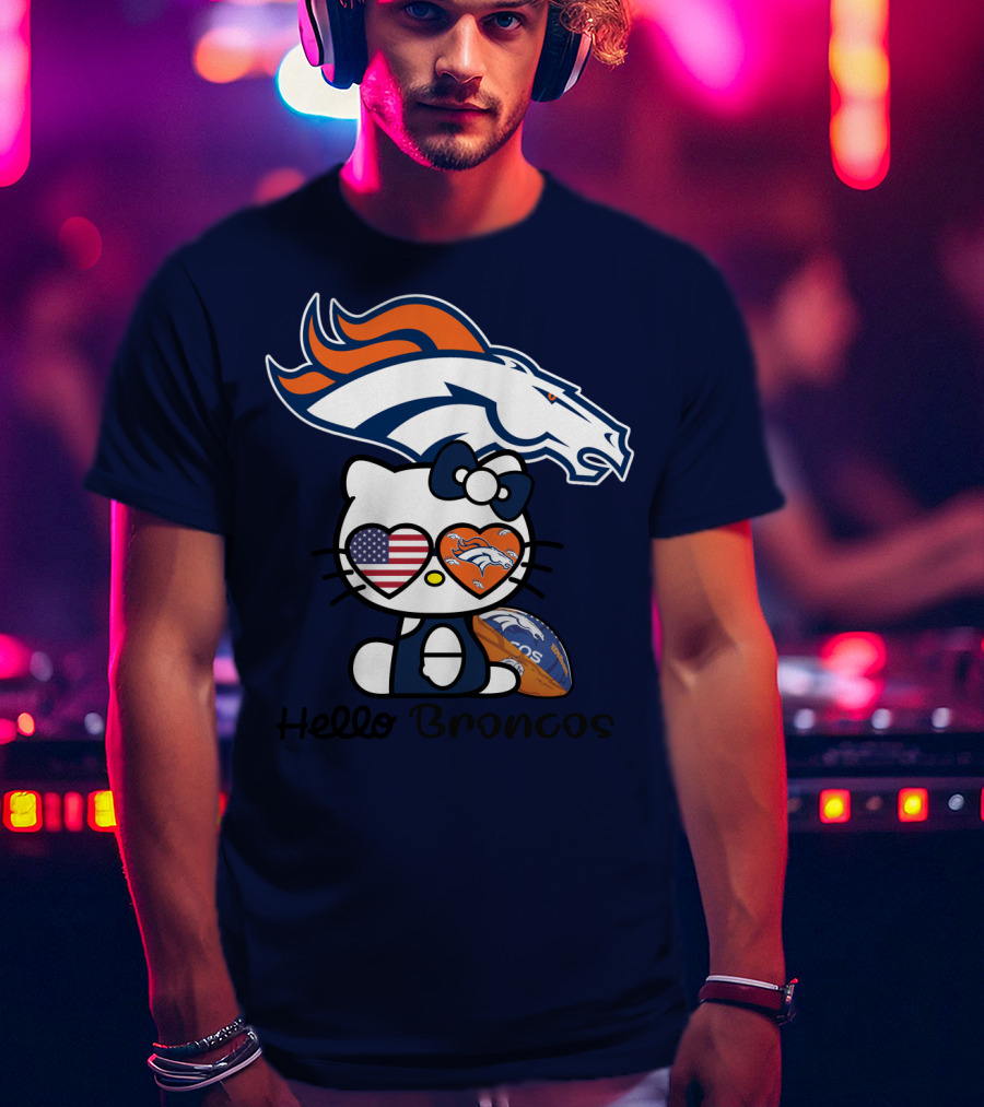 Hello Broncos Denver Broncos Football Hello Kitty T-Shirt