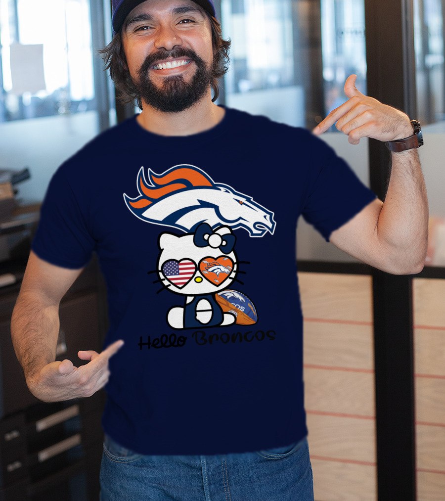 Hello Broncos Denver Broncos Football Hello Kitty T-Shirt