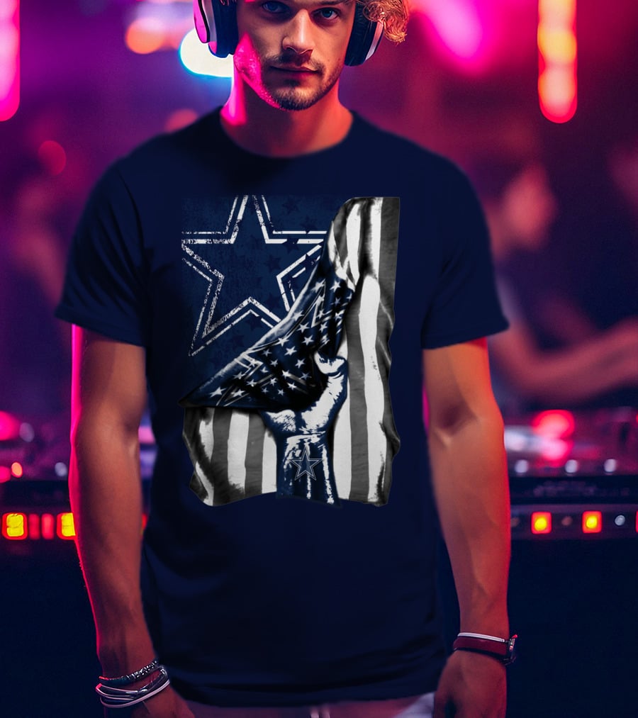 Dallas Cowboys Star Fist With American Flag T-Shirt