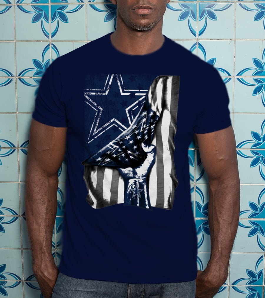 Dallas Cowboys Star Fist With American Flag T-Shirt