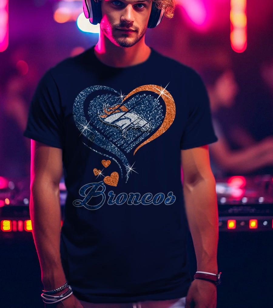 Broncos Heart Glitter T-Shirt