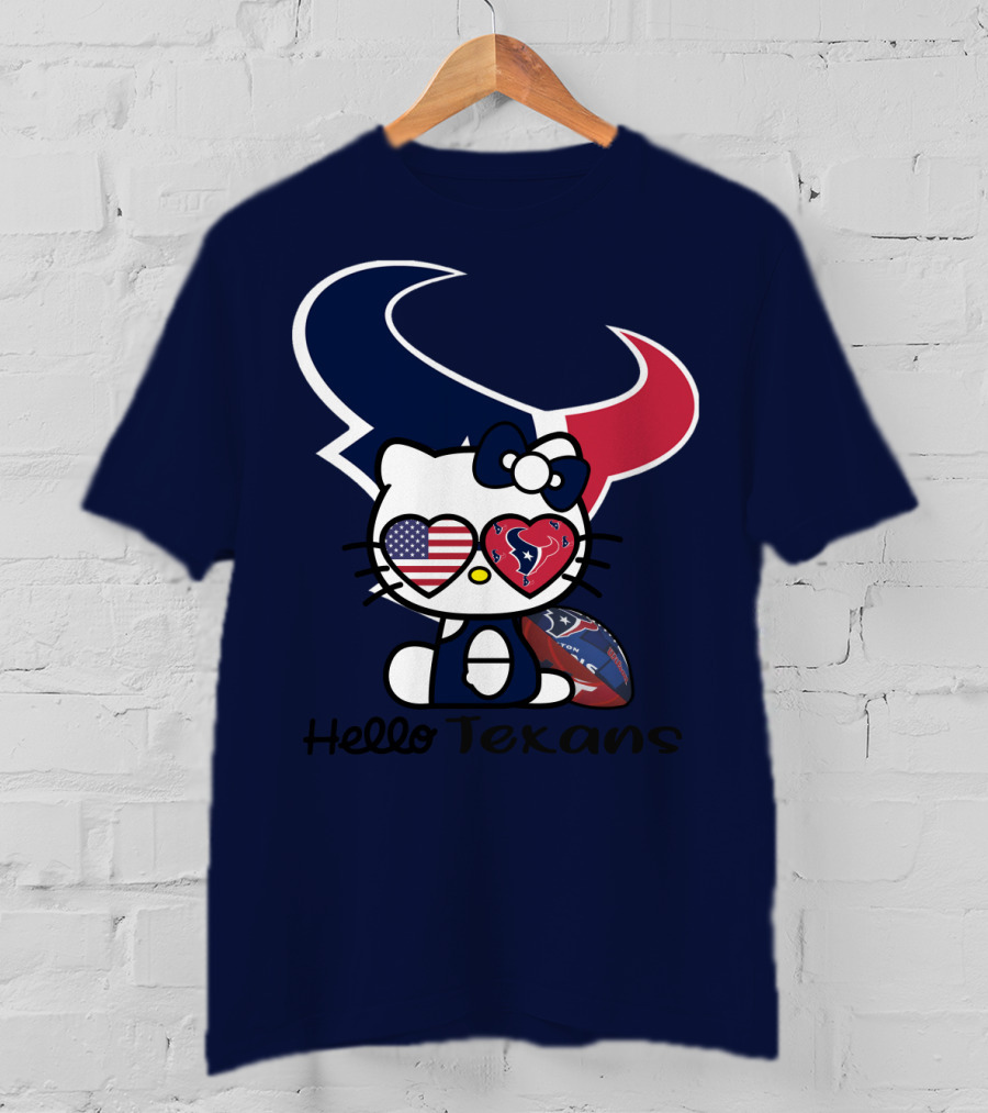 Hello Texans Houston Texans American Flag Football T-Shirt