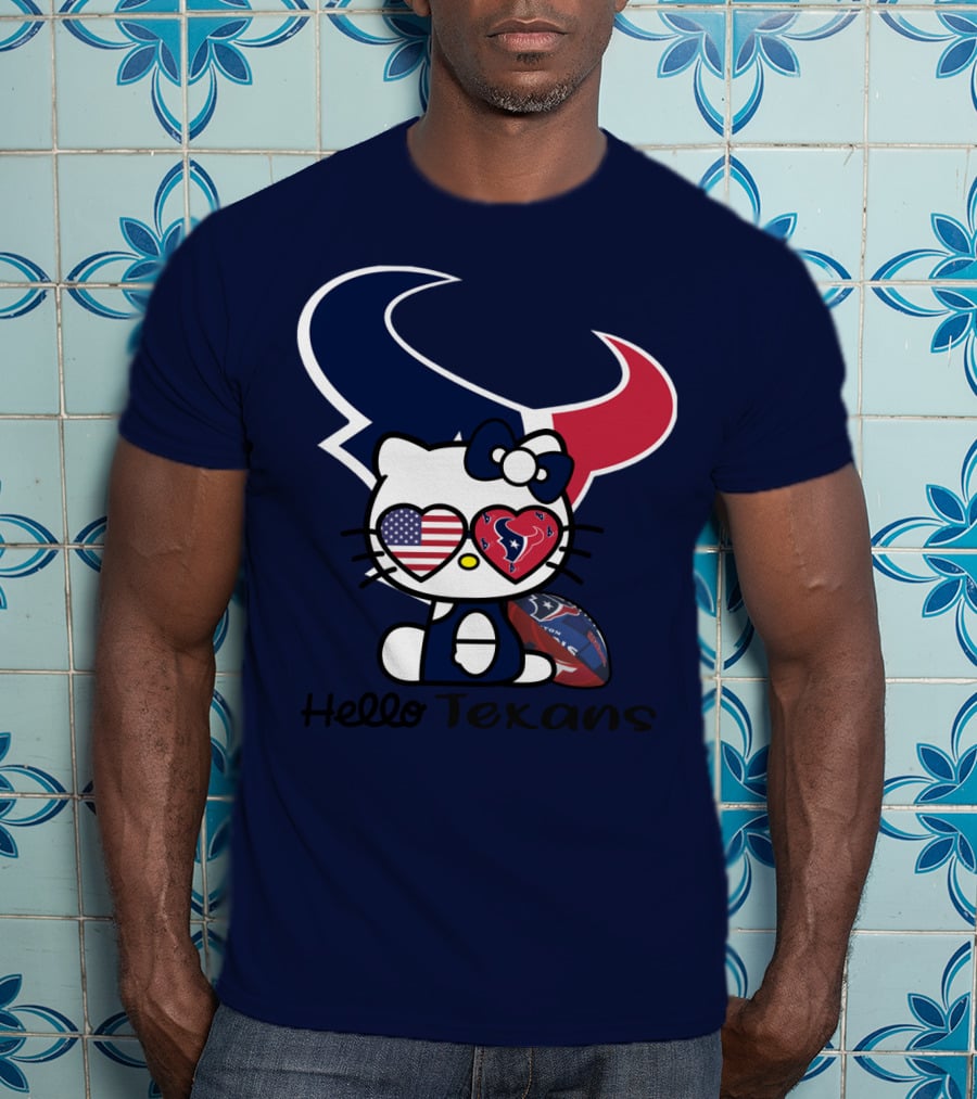 Hello Texans Houston Texans American Flag Football T-Shirt