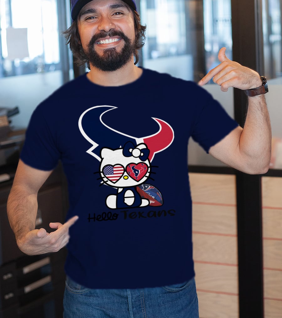 Hello Texans Houston Texans American Flag Football T-Shirt
