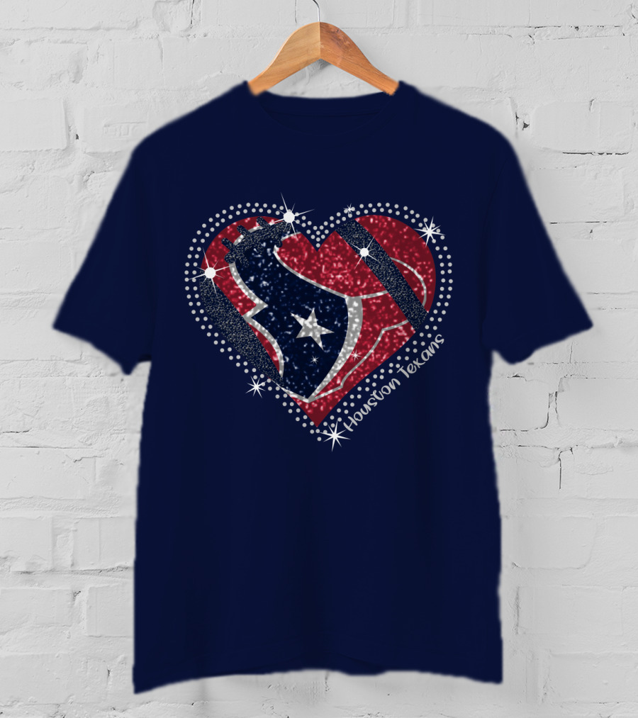 Houston Texans Heart Logo Sparkle T-Shirt