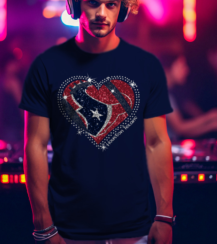Houston Texans Heart Logo Sparkle T-Shirt