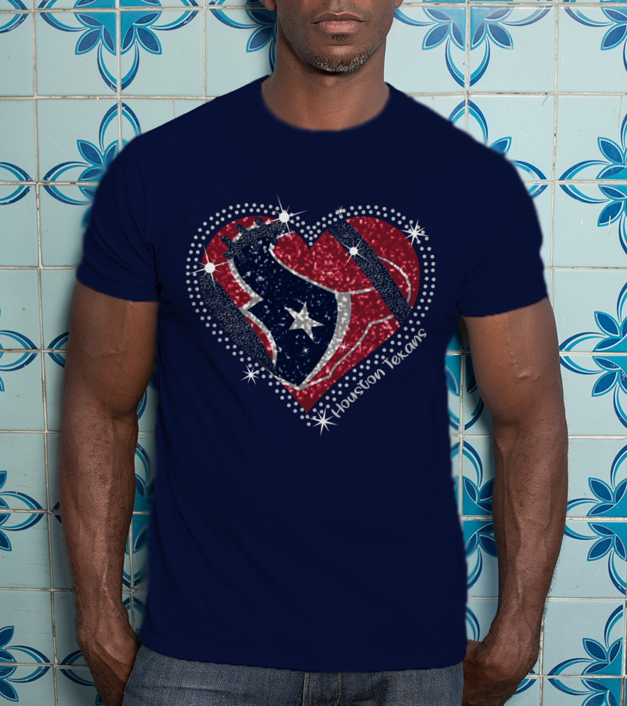 Houston Texans Heart Logo Sparkle T-Shirt