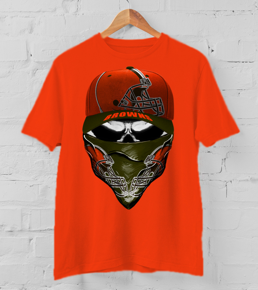 Cleveland Browns Helmet Cap And Bandana Combo T-Shirt