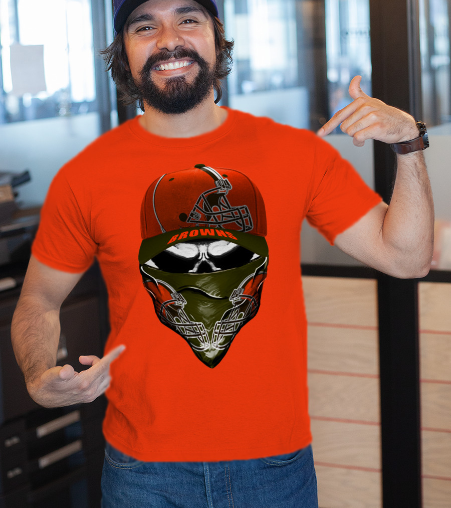 Cleveland Browns Helmet Cap And Bandana Combo T-Shirt